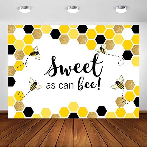 Avezano Sweet As Can Bee Backdrop for Girl Baby Shower Honeycomb Bee Baby Shower Bee-Day Birthday Party Decorations Cake Table Banner Photoshoot Photography Background (8x6ft) by AVEZANO