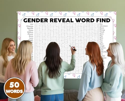Gender Reveal Word Find, Baby Shower Giant Crossword Poster Puzzle, Large Gathering Activity, Minimalist Wall Decor, Multiple Sizes (36 x 48 inches) - Image 5