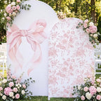 Mindsoft 2 Set Pink Bow Floral Arch Backdrop Cover 7.2ft 6.6ft by Mindsoft