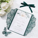 Emerald Green Wedding Invitations with Envelopes and Rsvp Cards 50 Sets - Image 6