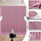 40x10ft Dusty Pink Backdrop Curtain for Wedding Parties Wrinkle Free Fabric Pink Drapes Backdrop Decoration for Baby Shower Birthday Photography Decoration 8 Panels, 5ft x 10ft - Image 4