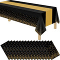 16 Pack 2in1 Disposable Plastic Tablecloths 54" x 108" Black and Gold Dot Kitchen Table Cloth Rectangle Table Cover for Wedding Birthday Baby Shower Anniversary Christmas New Year Graduation by Unknown
