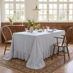Eternal Beauty Striped Ruffled Tablecloth 60x120 Inch Blue White by EternalBeauty