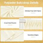10x10ft Ivory Curtains Backdrop for Wedding Parties Wrinkle Free Ivory Curtains Photo Backdrop Drapes for Photography Birthday Baby Shower Soft Fabric Party Backgournd for Photoshoot 5x10ft, 2 Panels - Image 2