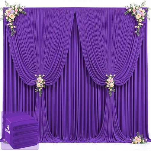 20ft x 12ft Purple Backdrop Curtains Wrinkle Free Backdrop Curtain for Wedding Parties Purple Fabric Backdrops Drapes Back Drop Cloth Bridal Shower Stage Curtains Wedding Decorations for Reception by Tao-GePartyDecorations