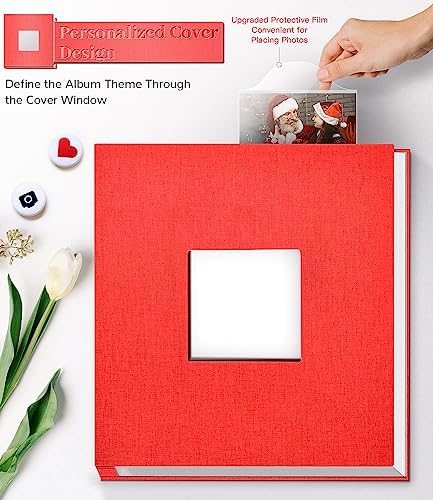 Artfeel Photo Album Self Adhesive Scrapbook Album for 3x5 4x6 5x7 8x10 Pictures,120 Pages Linen Cover with Display Window DIY Photo Book,Ideal Gifts for Family Travel Wedding Baby - Image 2