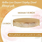 Cake Stand, Metal Round Cupcake Dessert Stand Cake Display Holder Cookies Fruit Serving Tray Decor for Wedding Party Birthday Baby Showers Anniversary (14 in, Dark Gold) - Image 2
