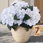 Upgraded 7-Head Hydrangea Artificial Flowers for Outdoor, UV Resistant by ECCELSO