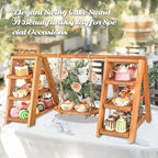Wisreach Wooden 3 Tier Cupcake Stand, Rustic Cupcake Display Stand for Dessert Table, Foldable Serving Tray Tower for Party, Wedding, Birthday, Baby Shower, Holiday Events - Image 2