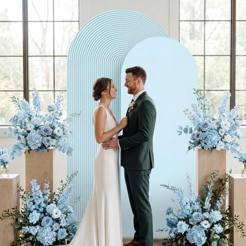 2 Set Wedding Arch Cover Blue Ripple & Solid Color Stretchy Backdrop Cover - Image 5