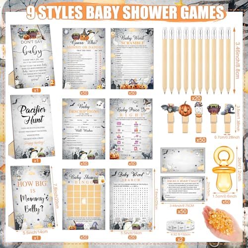 476 Pcs Halloween Baby Shower Games Sets, 8 Party Activities - Image 3