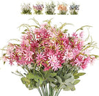 Artificial Flowers Wildflowers Silk Daisy Spring Fake Daisies Decoration Summer UV Resistant Colorful Mixed Bundles Faux Greenery Outdoor Plant Stem Filler for Home Decor Indoor Floral Arrangements by Bovvered