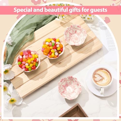 SiliFine 24 Pcs Wedding Favors for Guests Small Ceramic Bowls, Flower, Pink - Image 3
