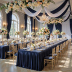 Navy Blue Satin Table Clothes for 6 Foot Rectangle Tables - 6FT Wrinkle Resistant Glitter Rectangle Tablecloths, Party Table Covers for Wedding Banquet, Baby Shower, Birthday, Holiday Dinner - Image 3