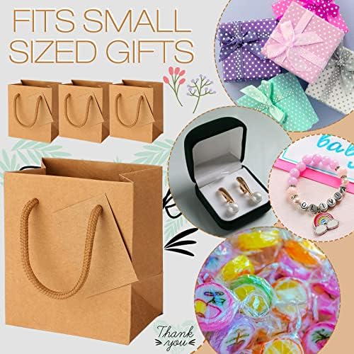 Sherr 100 Pcs Brown Mini Paper Gift Bags with Handles, White Tags - Image 5