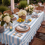 Tudomro Striped Tablecloth, Rectangle, Baby Blue, White, 84'' X 60'' - Image 4