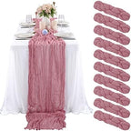 10 Pack Cheesecloth Table Runner 35 x 120 Inch, Dusty Rose by REWOMC