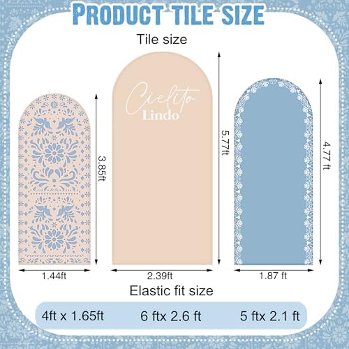 3 Pcs Mexican Arch Backdrop Cover Cielito Lindo Baby Shower Arch Backdrop - Image 3