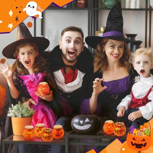 Vesici 12 Pcs Glass Pumpkin Candy Jars with Lid, Halloween Autumn, Orange - Image 6