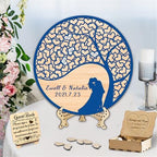 Personalized Tree of Life Wedding Guestbook Alternative with Wooden Heart Sign Custom Famliy Tree Wedding Drop Top Frame Rustic Wedding Decorations for Reception,C-Family Tree Guestbook-2 - Image 4