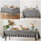Eternal Beauty Gingham Ruffled Tablecloth Black White 52x70 Farmhouse - Image 4