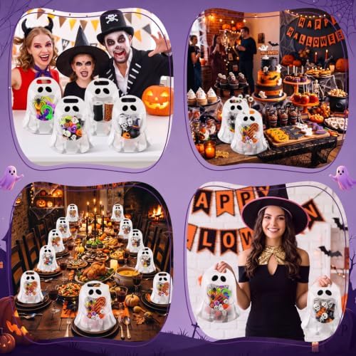 Qinyoung 50 Pcs Halloween Ghost Gift Bags Plastic Candy Treat Bags - Image 7