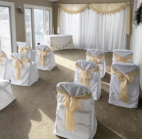 Satin Chair Sashes Bows 50 Pack Universal Polyester Chair Ribbons for Wedding Anniversary Retirement Party Birthday Engagement Banquet Graduation Outdoor Events Decor (Ivory, 50 pcs) - Image 6
