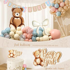 Bear Gender Reveal Decorations, He or She Gender Reveal Party Decoration, Boy or Girl Bear Theme Party Supplies with Backdrop BABY-Box Tablecloth Mom to Be Sash Dad to Be Pin Balloon Arch - Image 6