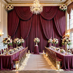 50ft x 15ft Burgundy Backdrop Curtains for Wedding Parties, 10 Panels Extra Long Wrinkle Free Fabric Drapes Photo Backdrop for Baby Shower Birthday Stage Reception Lobby Decoration - Image 2
