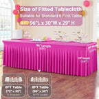 6 Pack Hot Pink Spandex Tablecloth for 8 Foot Rectangle Tables, Wrinkle Free Fitted Table Cloth Cover 8FT Fuchsia Stretchy Tablecloths Desk Skirt for Parties Weddings Birthday Banquet Baby Shower - Image 5