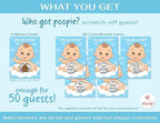 Party Hearty Baby Shower Scratch-Off Game, Poopie Emoji Cards - Blue Boy (Pack of 3) - Image 2