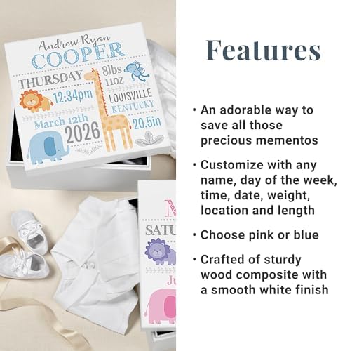 Let's Make Memories Personalized Baby's First Keepsake Box - Memento Storage - Memories Box - Baby Shower - Nursery Decor - For Girls - 6" Hx12 Square - Baby's First - Blue - Image 5