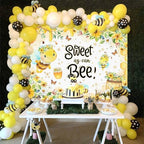 Mocsicka Sweet as Can Bee Baby Shower Backdrop Bumble Honey Bee Party Decorations for Baby Shower Boy Girl Gold What Will Baby Bee Honeycomb Bumblebee Party Banner Background (8x6ft) - Image 2
