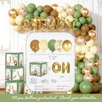 Hombae Woodland Baby Shower Decorations, Forest Baby Shower Party Supplies with Woodland Animals Tableware Set, Backdrop, Balloon Garland, Cake Topper, Boxes, 245 PCs - Image 4