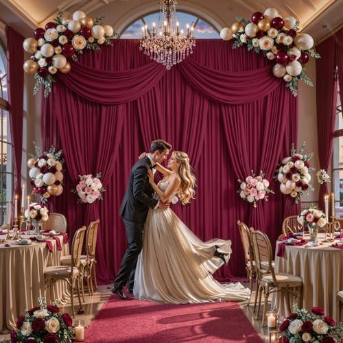 50x10FT Backdrop Curtains with Rod Pockets - Wrinkle Free Photo Stage Backdrop 10 Panels Curtains Drapes for Photography Wedding Party Baby Shower Decorations (Burgundy) - Image 7