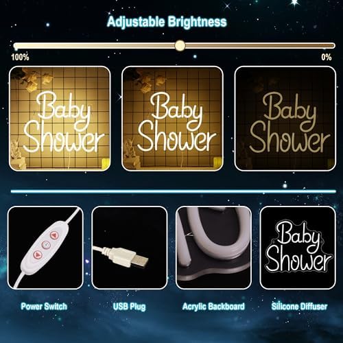 YuanDian Baby Shower Neon Sign, Dimmable LED Neon Lights USB Powered for Wall Decor, Baby Room Decorations, Light up Welcome Signs for Shower Party Birthday Backdrop - Image 5
