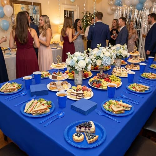 Tinybee 352 Pcs Blue Plastic Plates, Disposable Dinnerware Set for 50 - Image 3