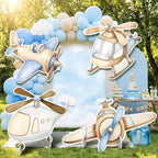 4 Pcs Large Airplane Baby Shower Decoration, Airplane Helicopter Cardboard Cutout, Birthday Party Deocration for Boys, Propeller Aircraft Stand-up Decoration for Party Supplies Photo Props by Unknown