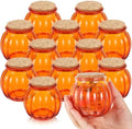 Vesici 12 Pcs Glass Pumpkin Candy Jars with Lid, Halloween Autumn, Orange by Vesici