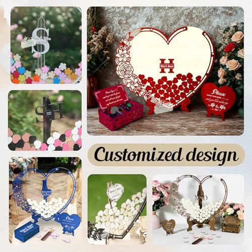 Rustic Wedding Guest Book Alternative, Drop Top Frame Hearts, Anniversary - Image 5