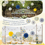 Baquler 24 Pcs Capri Lemon Party Decor Amalfi Coast Mediterranean Blue Yellow Lemon Decor with 12 Paper Lanterns and 12 Hanging Fans for Birthday Bridal Shower Baby Shower Italian Summer Party Wedding - Image 5