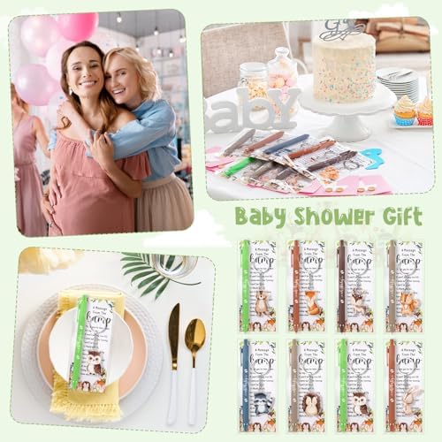 Highergo 100 Pcs Baby Shower Party Favors Bulk 50 Animal Keychains 50 Ballpoint Pens with Thank You Cards Gender Reveal Gift for Guest Baby Shower Souvenir Prize(Woodland) - Image 6
