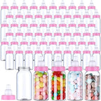 60 Pcs 4.5 Inch Baby Mini Milk Bottle Baby Shower Favor Fillable Feeding Bottle Candy Box Small Plastic Candy Container DIY Gift for Boy Girl Newborn Baptism Party Decor (Pink) by PINKXHY