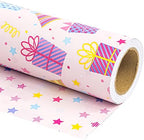 WRAPAHOLIC 30 Inch Jumbo Reversible Birthday Wrapping Paper - 30 Inch x 100 Feet Jumbo Roll - Pink Girls Happy Birthday Wrapping Paper for Kids Girls Gift Wrap, Baby Shower by WRAPAHOLIC