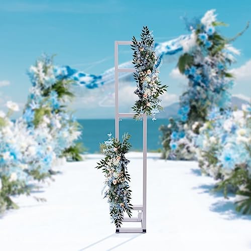 Wedding Arch Backdrop Stand, White Wedding Arches for Ceremony Square Balloon Arch Stand Garden Arbor Frame for Wedding Birthday Party Baby Shower Photo Booth Background Decoration - Image 7