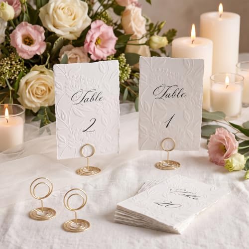 Eaasty 20 Pcs Deckled Edge Table Number 1-20 with Holder for Wedding, Black by Eaasty