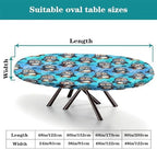 Bundled Up Penguins Fabric Print Oval Table Cloths Stain Resistant Oilproof Elastic for Event Wedding Banquet & Parties Fits for 48" x 68" Oval Table - Image 4