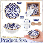 Teenyyou 48 Sets Wedding Favor for Guests Small Ceramic Bowls, Blue Floral - Image 2