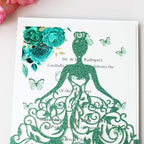 50PCS Personalized Green Glitter Quinceanera Invitations Kit, 5.12 x7.3 inch Laser Cut Hollow Girl Princess Quinceañera Invitations with Envelopes for Sweet 16 birthday Bridal XV Años Invite - Image 6