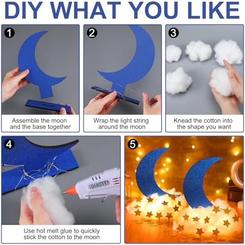 Wonderjune 9 Sets Star and Moon Centerpieces Baby Shower Decor, Blue - Image 4